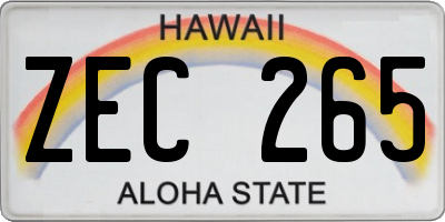 HI license plate ZEC265