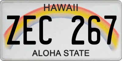 HI license plate ZEC267
