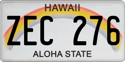 HI license plate ZEC276