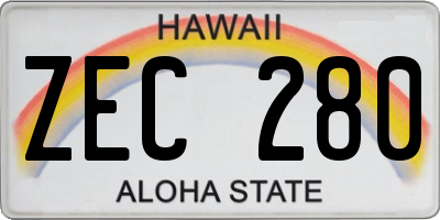 HI license plate ZEC280