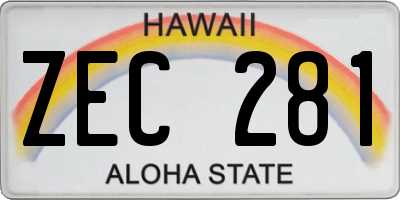 HI license plate ZEC281