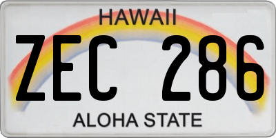 HI license plate ZEC286