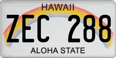 HI license plate ZEC288