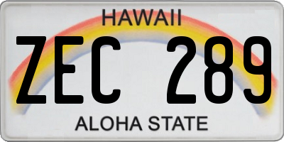 HI license plate ZEC289