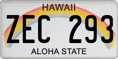 HI license plate ZEC293