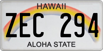 HI license plate ZEC294