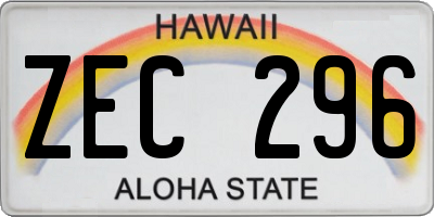 HI license plate ZEC296