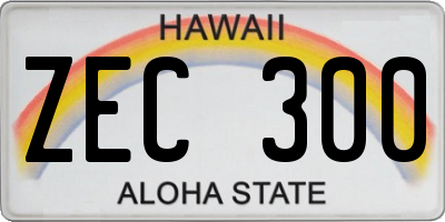 HI license plate ZEC300