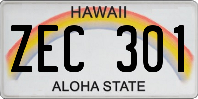 HI license plate ZEC301