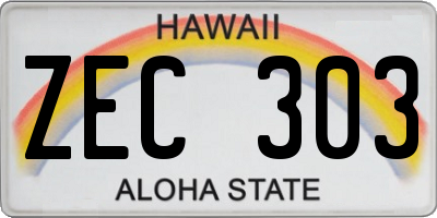 HI license plate ZEC303