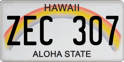 HI license plate ZEC307