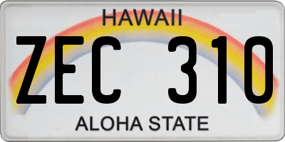 HI license plate ZEC310