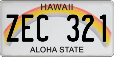 HI license plate ZEC321