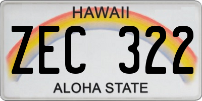 HI license plate ZEC322