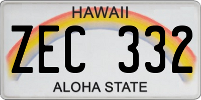 HI license plate ZEC332