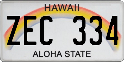 HI license plate ZEC334