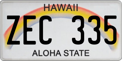 HI license plate ZEC335