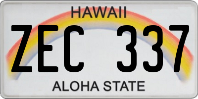 HI license plate ZEC337