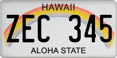 HI license plate ZEC345