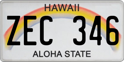 HI license plate ZEC346