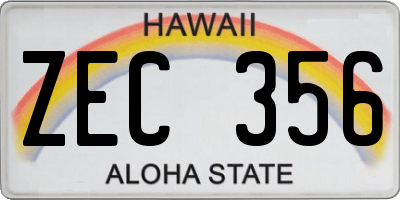 HI license plate ZEC356