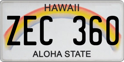 HI license plate ZEC360