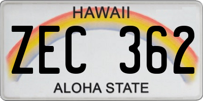 HI license plate ZEC362