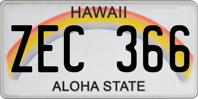 HI license plate ZEC366