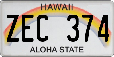 HI license plate ZEC374