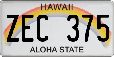 HI license plate ZEC375