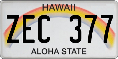 HI license plate ZEC377