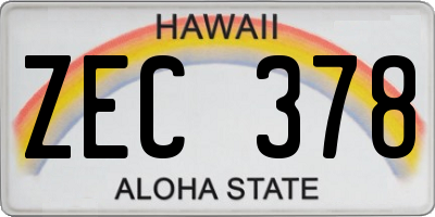 HI license plate ZEC378