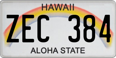 HI license plate ZEC384