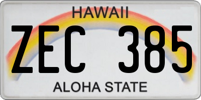 HI license plate ZEC385