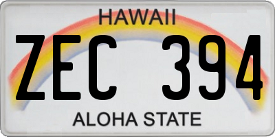 HI license plate ZEC394