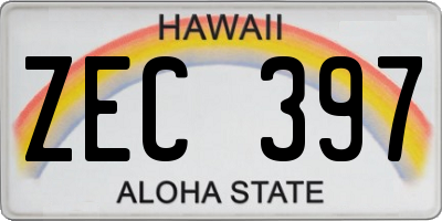 HI license plate ZEC397
