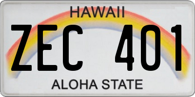 HI license plate ZEC401