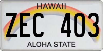 HI license plate ZEC403