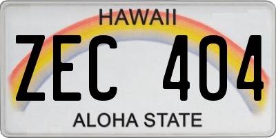 HI license plate ZEC404