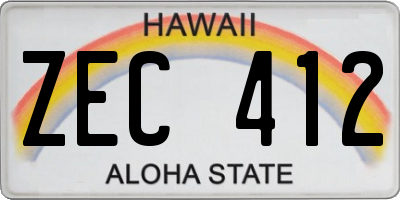 HI license plate ZEC412