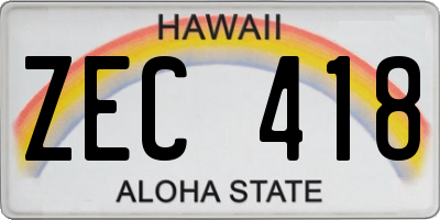 HI license plate ZEC418