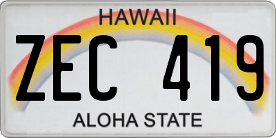 HI license plate ZEC419