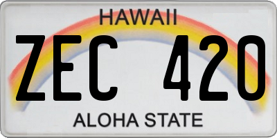 HI license plate ZEC420