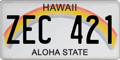 HI license plate ZEC421