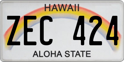 HI license plate ZEC424