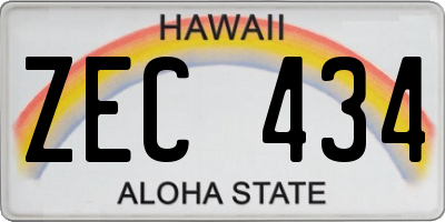 HI license plate ZEC434