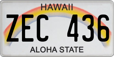 HI license plate ZEC436