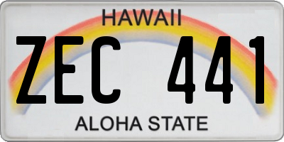 HI license plate ZEC441