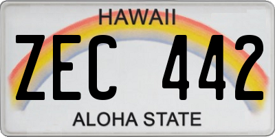 HI license plate ZEC442