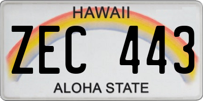 HI license plate ZEC443